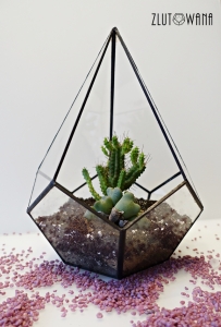 Doniczka geometryczna,terrarium - łza czarna, rozmiar L