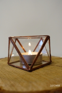 Świecznik geometryczny, lampion - Dziesięciościan miedziany, mały