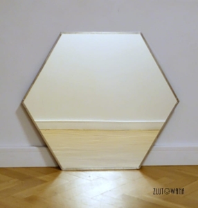 Lustro lutowane - heksagon/sześciokąt - o boku 30 cm - 60x52 cm - patyna srebrna