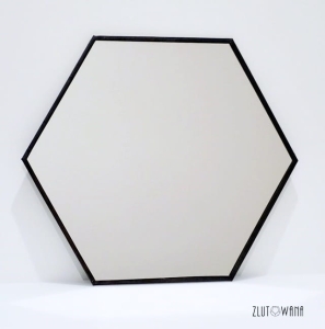 Lustro lutowane - heksagon/sześciokąt -  o boku 20 cm - 40x34,6 cm - patyna czarna
