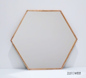 Lustro lutowane - heksagon/sześciokąt - o boku 20 cm - 40x34,6 cm - patyna miedziana
