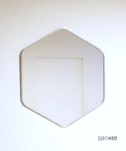 Lustro lutowane - heksagon zaokrąglony  w pionie -  o boku 30 cm - 52x58 cm  - patyna srebrna