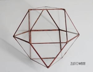 Doniczka geometryczna, terrarium - Czternastościan nr 8 miedziany