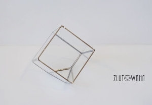 Doniczka geometryczna,terrarium - Sześcian ze ściętym rogiem srebrny, rozmiar 10 