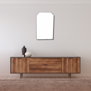 Lustro lutowane ścięte rogi 60x100 cm w patynie czarnej