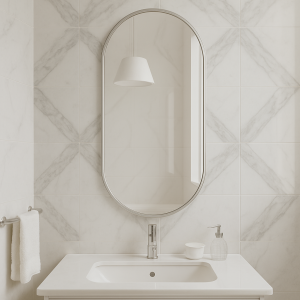  Lustro lutowane  podwójny łuk 30x60 cm  w srebrnej patynie 