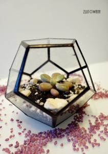 Doniczka geometryczna,terrarium - Dwunastościan czarny, rozmiar S