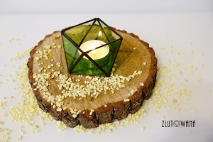 Świecznik geometryczny, lampion - Dziesięciościan zielony, mały