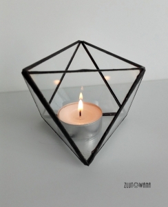 Świecznik geometryczny, lampion - Ośmiościan duży, czarny